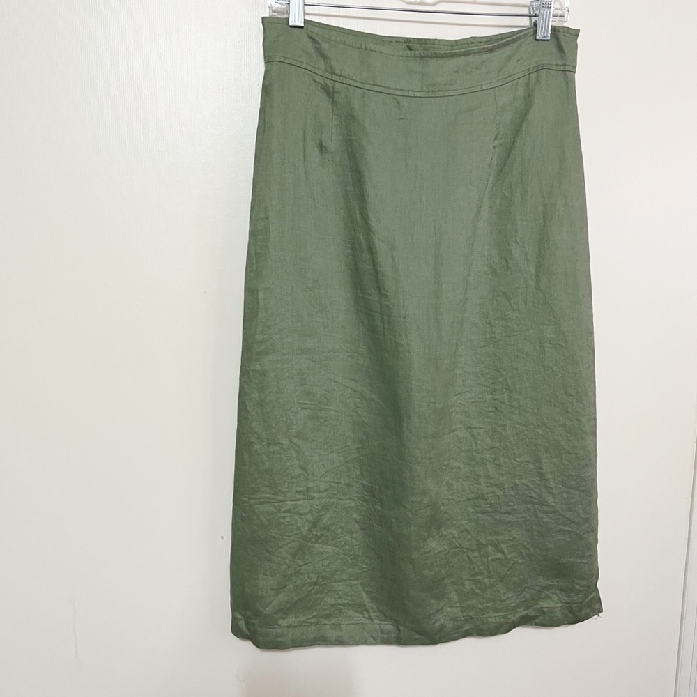 Anthropologie Sanctuary Green Linen Wrap Skirt S - Picture 3 of 9